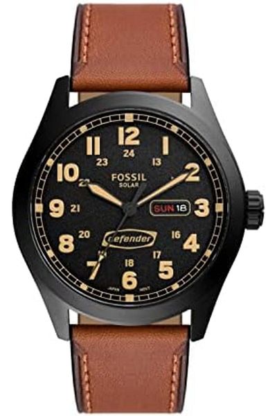 Fossil Men's Defender Solar-Powered Stainless Steel and Leather Watch