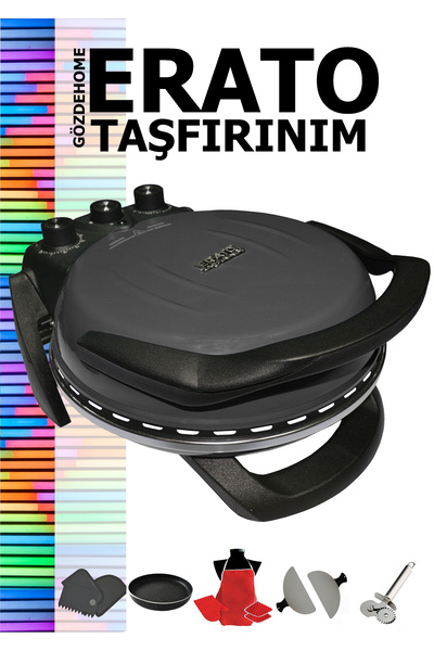 gözdehome Antrasit - Erato Taşfırınım Pizza Makinesi, Lahmacun Makinesi Doğal Taş Fırın - Timer - 400 °c