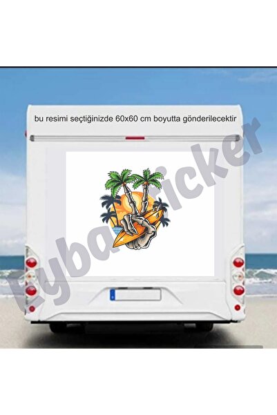 EYBA STİCKER طباعة ملونة لملصق قافلة التخييم لركوب الأمواج على شكل نخلة مع خي...