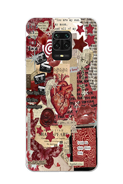 moonset Xiaomi Redmi Note 9 Pro / Note 9S Uyumlu Kolaj Tasarımlı Baskılı Şeff...