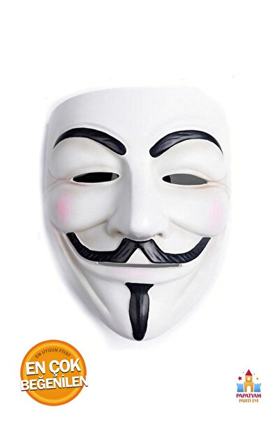 PapatyamPartiEvi Vendetta Maskesi Siyah Metalik Yüz Kostümü Cosplay Parti Mal...