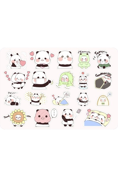 Ceres Studio Anime Panda Sticker Etiket 2 Sayfa 32 Adet Etiket - Panda