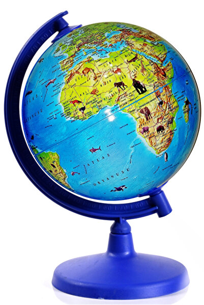 Artı Harita Kablosuz Led Işikli (pi̇lli̇) Hayvanli Dünya Küre Yerküre 26 Cm Çap