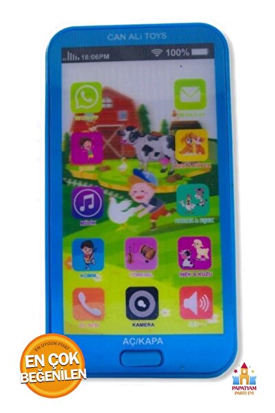 PapatyamPartiEvi Müzikli Mavi Oyuncak Telefon - Ses Efektleri ve Işıklarla Eğ...