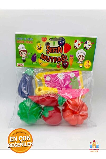 PapatyamPartiEvi Oyuncak Kesilebilen 12 Parça Meyve Sebze Seti