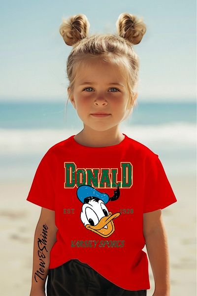New Shine In Cart 6 or More Purchases Get 1 T-Shirt as a Gift - Donald Duck Printed Oversized Children's T-Shirt