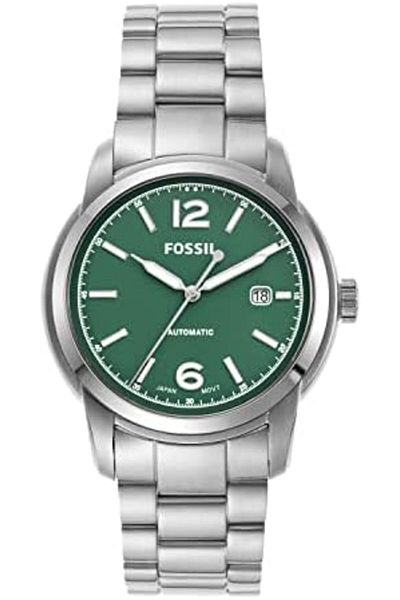 Fossil Men Stainless Steel Heritage Analog Green Dial Watch-Me3224, Band Color-Silver