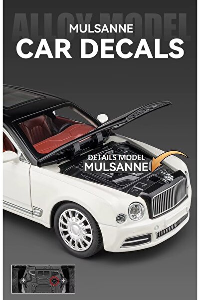 OYUNCAKSAHİLİ Mulsanne Tarz Bentle Koleksiyon 1.24 Metal Araba Kapı Bagaj Kap...