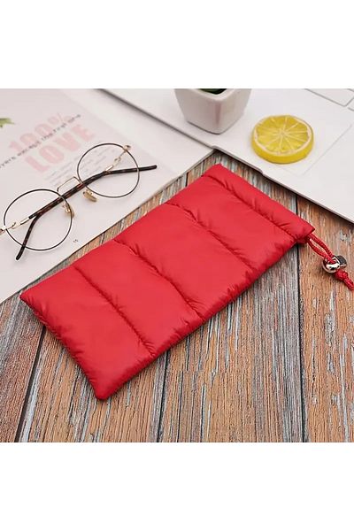 TATA CRAFT Microfiber *Red Glasses Container Portable Cloth Bag for Men and Women