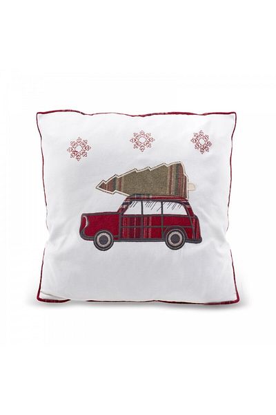 Karaca Home Woodland Cozy Throw Pernă albă confortabilă cu design auto 45 cm x 45 cm