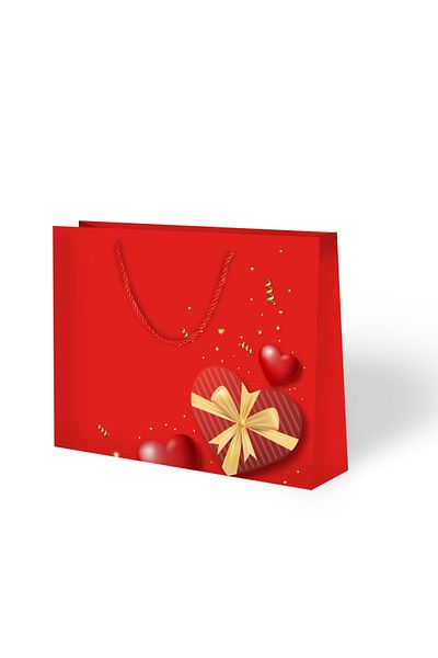 ALPJOY Valentine Cardboard Bag 42X38X12Cm -Heart Patterned- 10 Pieces