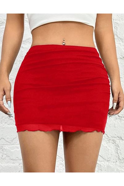 MAROVOAY Lining Inside Plus Size Tulle Mini Skirt