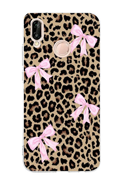 moonset Huawei P20 Lite Uyumlu Leopar ve Fiyonk Tasarımlı Baskılı Şeffaf Tele...