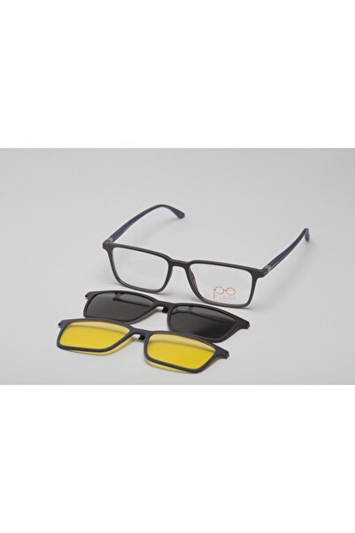 cisse 220101 C5 Koyu Gri-mavi 54 Ekartman Kare 2 Klipsli (POLARİZE ANTİFAR) Mavi Işık Kormalı Gözlük