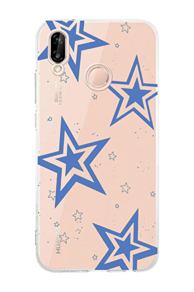 moonset Huawei P20 Lite Uyumlu Yıldız Tasarımlı Baskılı Şeffaf Telefon Kılıfı