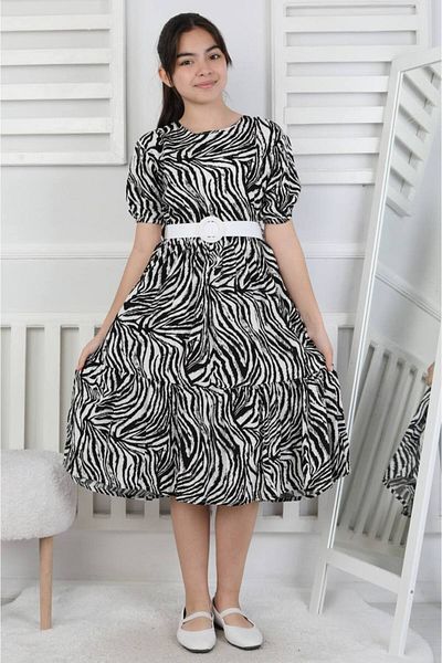 ARBİ kids Female Child Zebra Print Wraptail Fabric Summer Long Dress