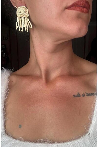 BuinJewellery Octopus, Özel Tasarım 22K Altın Kaplama Ahtapot Küpe