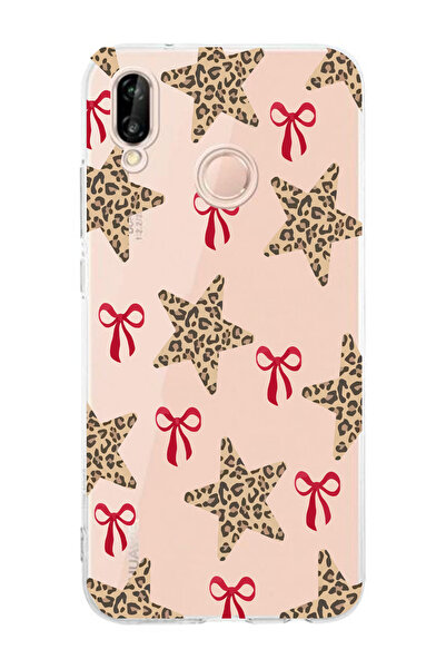 moonset Huawei P20 Lite Uyumlu Yıldız ve Fiyonk Tasarımlı Baskılı Şeffaf Tele...