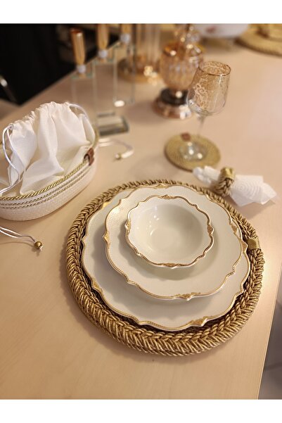 Home Elit Masa Düzeni – Gold Edition Gold Örgü Detaylı Supla Takımı Simli Supla