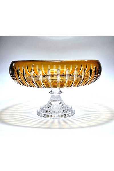 Kristal Market Cutting Crystal Decor 28 cm Amber Tableware Presentation Bowl