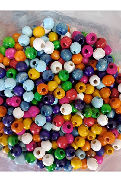 Bevella Macrame Cord 10 mm Renkli Karışık Tahta Ahşep Boncuk 50 Gr