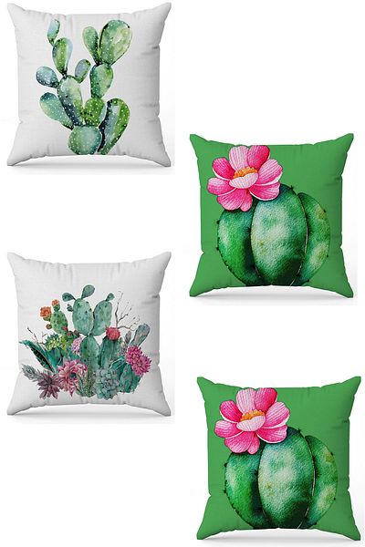 stellahomes Zel Design Double Sided Digital Printing 4-Piece Throw Pillow Cover