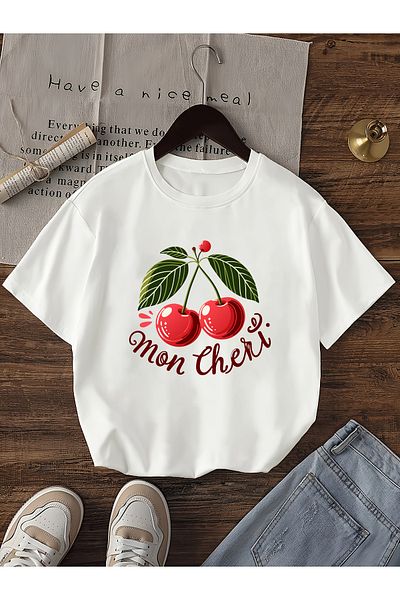 Let's Wear Mon Cheri εμπριμέ μπλουζάκι με λαιμόκοψη για γυναίκες