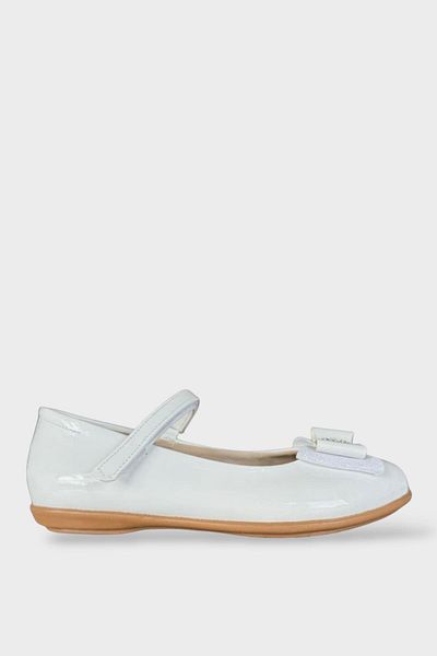 Liger Girl's White Ballerina Flats with Bow - WHITE