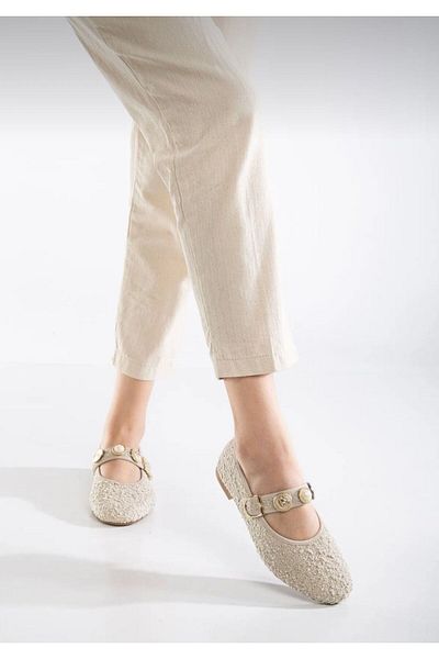 ELEVAM Women's Bitter Brown Daily Ballerina Strap Adjustable Buckle Tweed Fabric Lightweight Comfortable Shoes