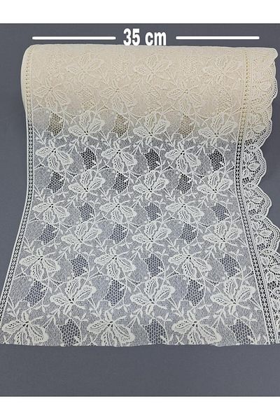 Başak Ev Tekstili Raft din dantela din PVC si capac dulap Runner Crema 35 Cm Latime