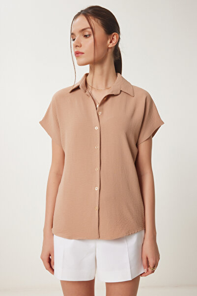 Happiness İstanbul Dámská košile Ayrobin s krátkým rukávem EN00639