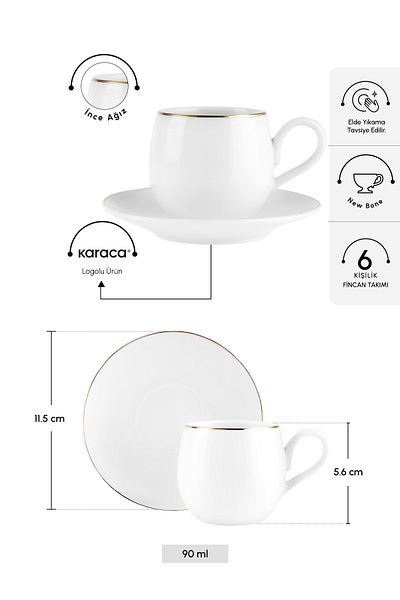 Karaca Hülya 6-Person Coffee Cup Set 90 ml