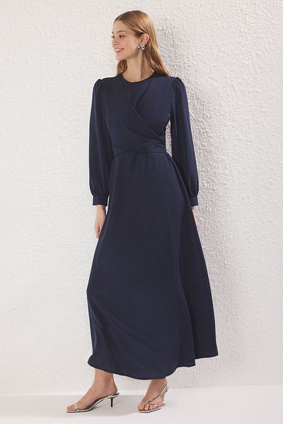 Trendyol Modest Saks dvouřadé tkané šaty Aerobin TCTSS25EB00105