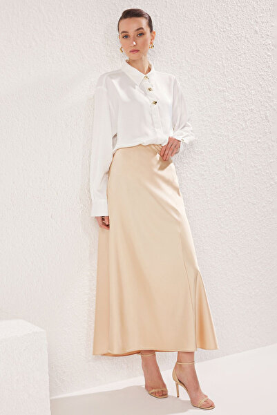 Trendyol Modest Beige Unlined Plain Weave Tctss25Ee00004
