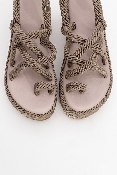 LuviShoes JUNEY Sandale cu toc cu pană pentru femei, din piele naturală, bej închis