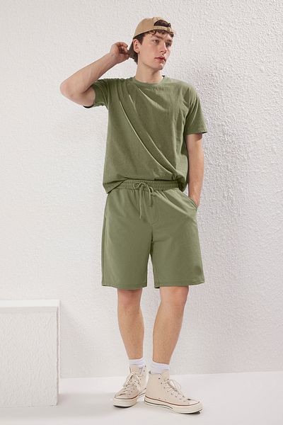 Trendyol Collection Khaki Oversize/Wide Cut Washed/Aged Look 100% Cotton Shorts & Bermuda Tmnss25Sr00046
