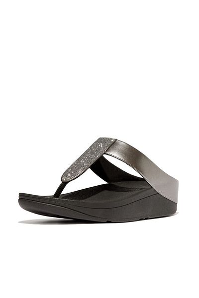 Fitflop Pewter Fino Glitterdust Metallic Toe-Post Sandals