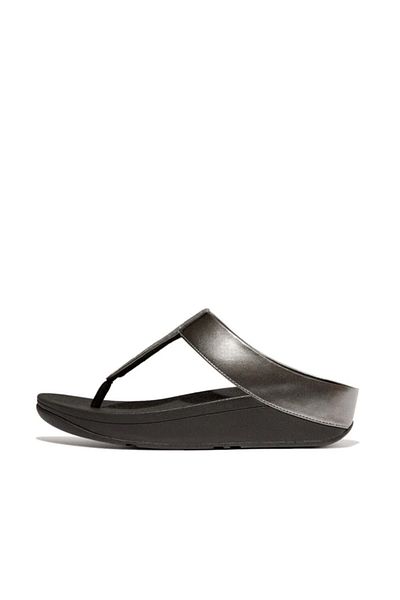 Fitflop Pewter Fino Glitterdust Metallic Toe-Post Sandals