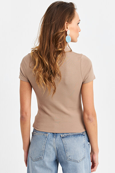 Cool & Sexy Women's Stone Collar Zipper Blouse Rlo95-90