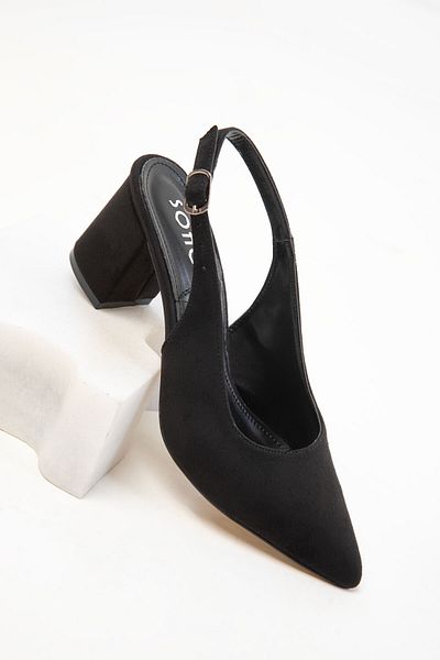 SOHO Black Suede Women's Classic Heeled Shoes 20371