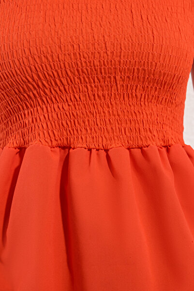 Trendyol Collection Red Cotton Poplin Fitted Detailed Strappy Gimped Stretchy Knitted Blouse Twoss24Bz00393