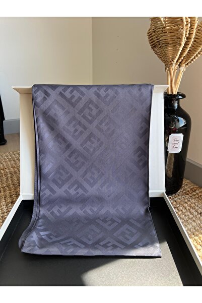 VaVscarfs F Pattern Jacquard Scarf Anthracite