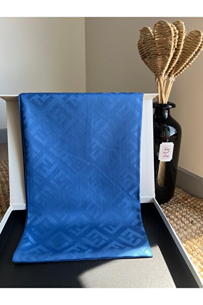 VaVscarfs F Pattern Jacquard Scarf Saks Blue