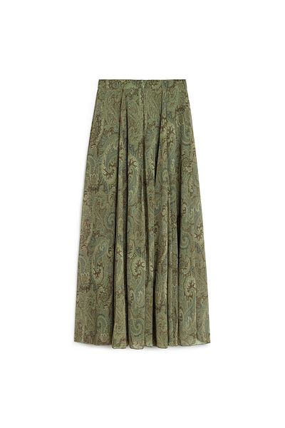 praye Fusta din șifon cu modele etnice Verde