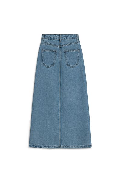 praye Long Bell Denim Skirt Light Blue