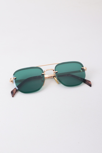 Kapin Reway Altıgen Çerçevesiz Tasarım Unisex Güneş Gözlüğü - Yeşil Camlı