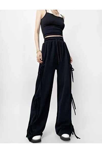 DENOKMODA Плетени панталони / спортни доколкото с панделка Y2k