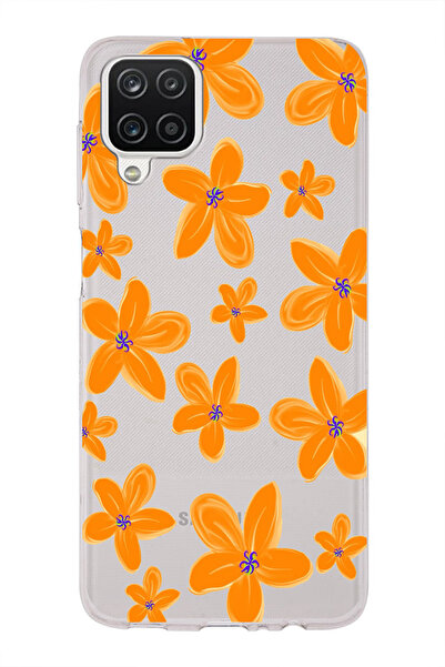 moonset Samsung Galaxy A12/M12 Uyumlu Çiçek Tasarımlı Baskılı Şeffaf Telefon ...