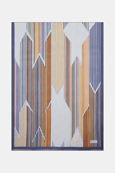 Vakko AÇIK GRİ GEOMETRİK DESENLİ VUAL SATEN ŞAL