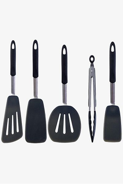 STOREMAX Sellbuystore Donatella Heat Resistant Fireproof Non-Stick Silicone, Stainless Steel Spatula Set of 5